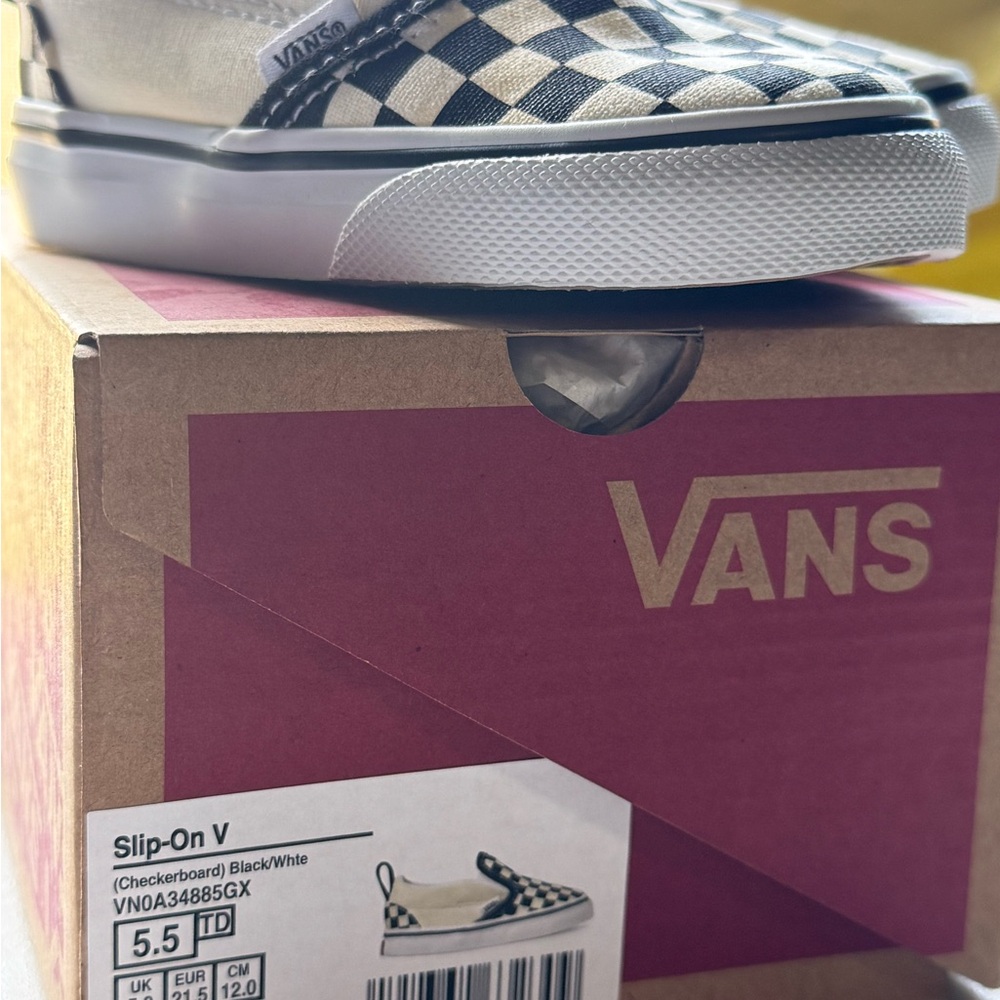 Vans Black/white Checkerboard Slip-Ons 5.5 toddler - Picture 2 of 5